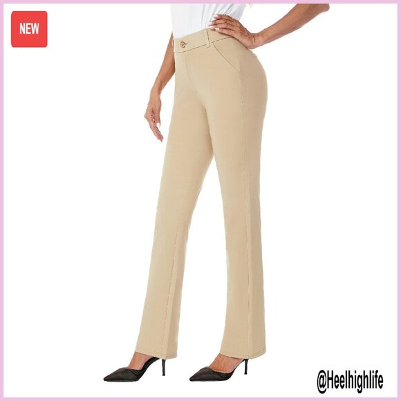 Stretchy High Waist Bootcut Dress Pants for Work & Casual Wear